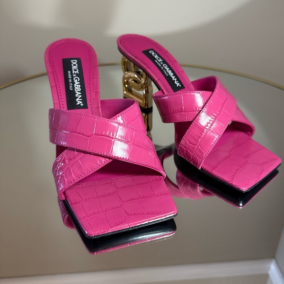 Dolce Gabbana DG logo sculped heel sandals mules size 39 - Picture 8 of 16